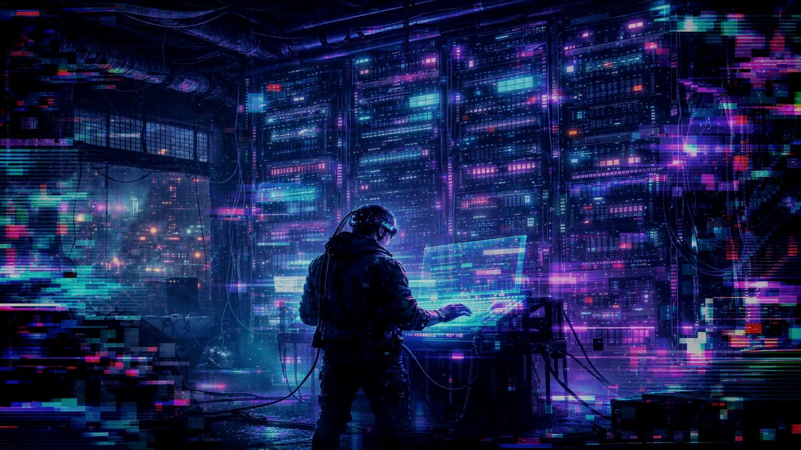 Neon dashboards comparing AI scored engagement platforms with onchain reputation systems